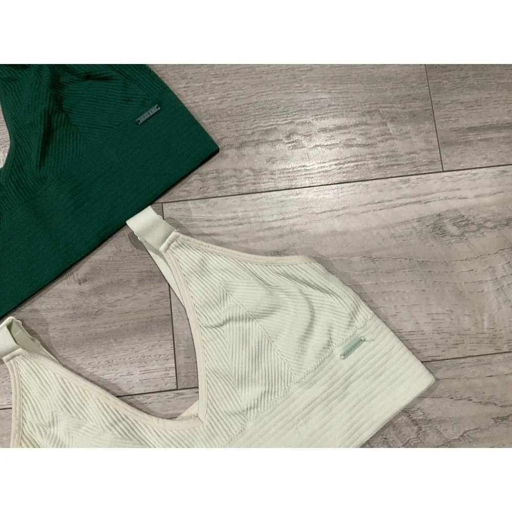 Danskin Intimates Ribbed Bralette 2 Pack Green Mint XL V-Neck Wireless Seamless